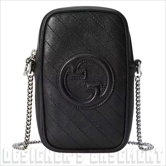 GUCCI black BLONDIE MINI Matelasse Leather Interlocking G Crossbody PHONE bag 🎁 - Picture 3 of 7